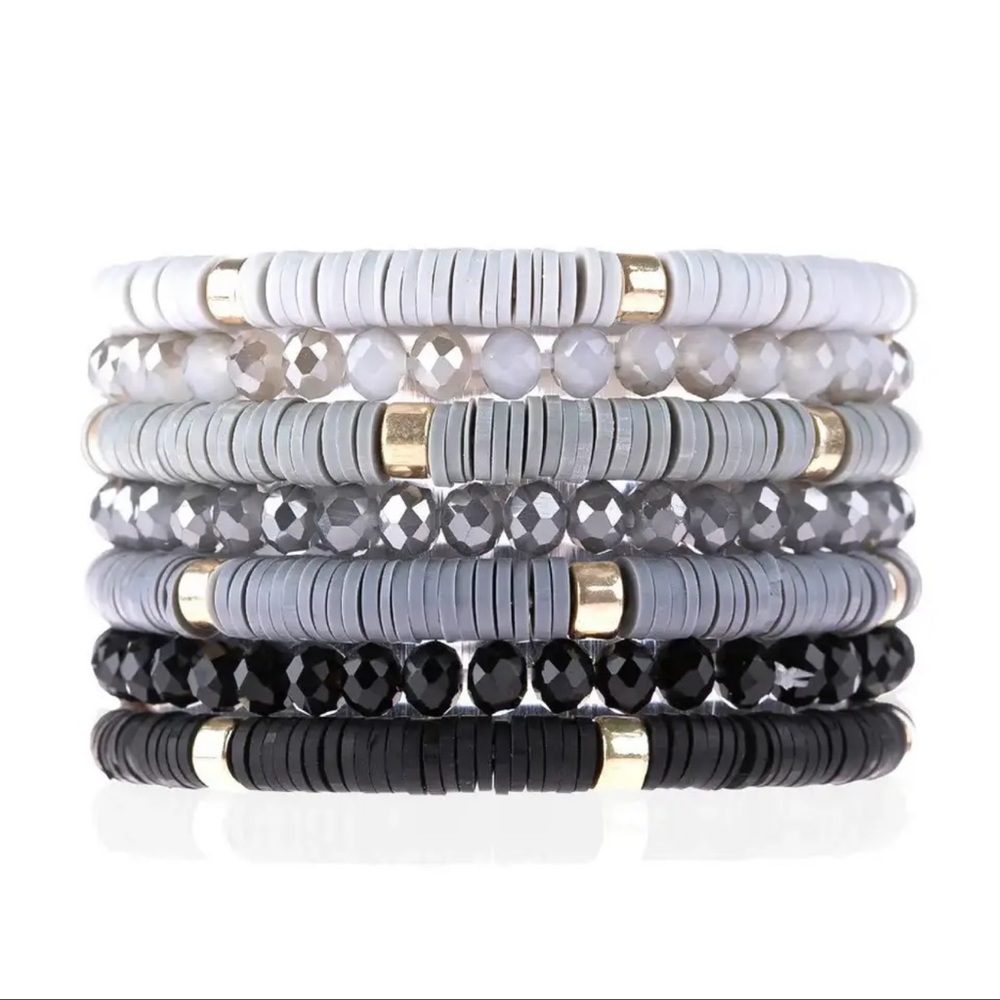7Pcs/Lot Polymer Clay Bracelet Set For Women, Handmade.